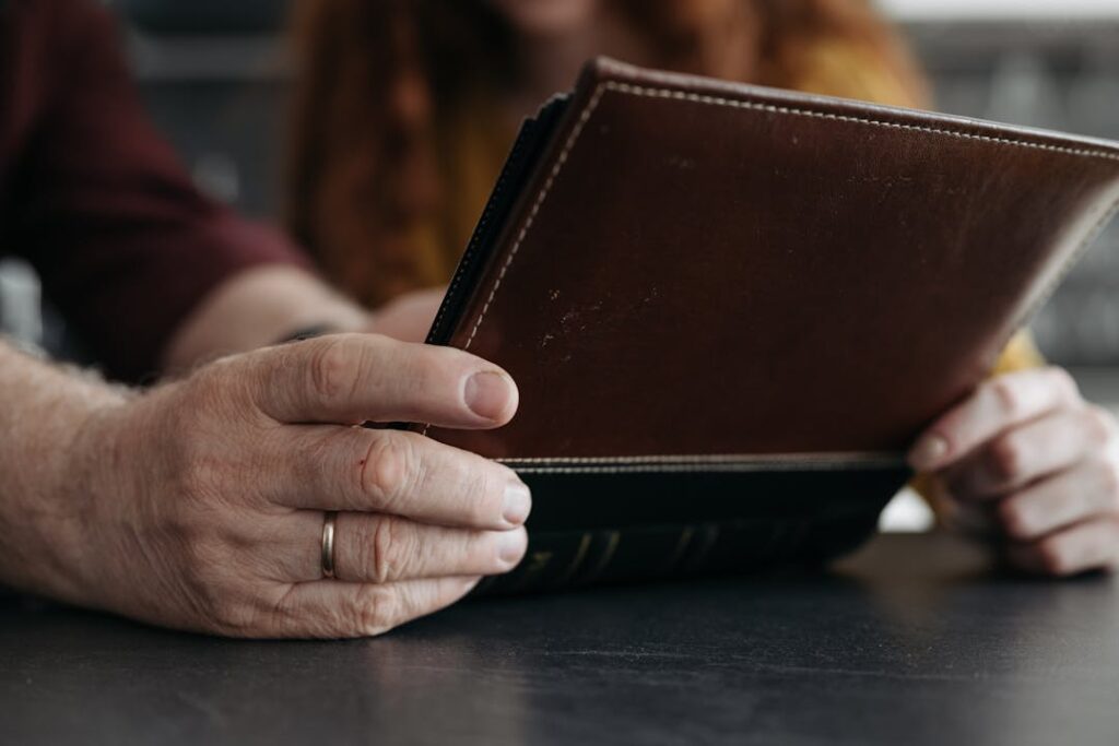 A leather-bound book