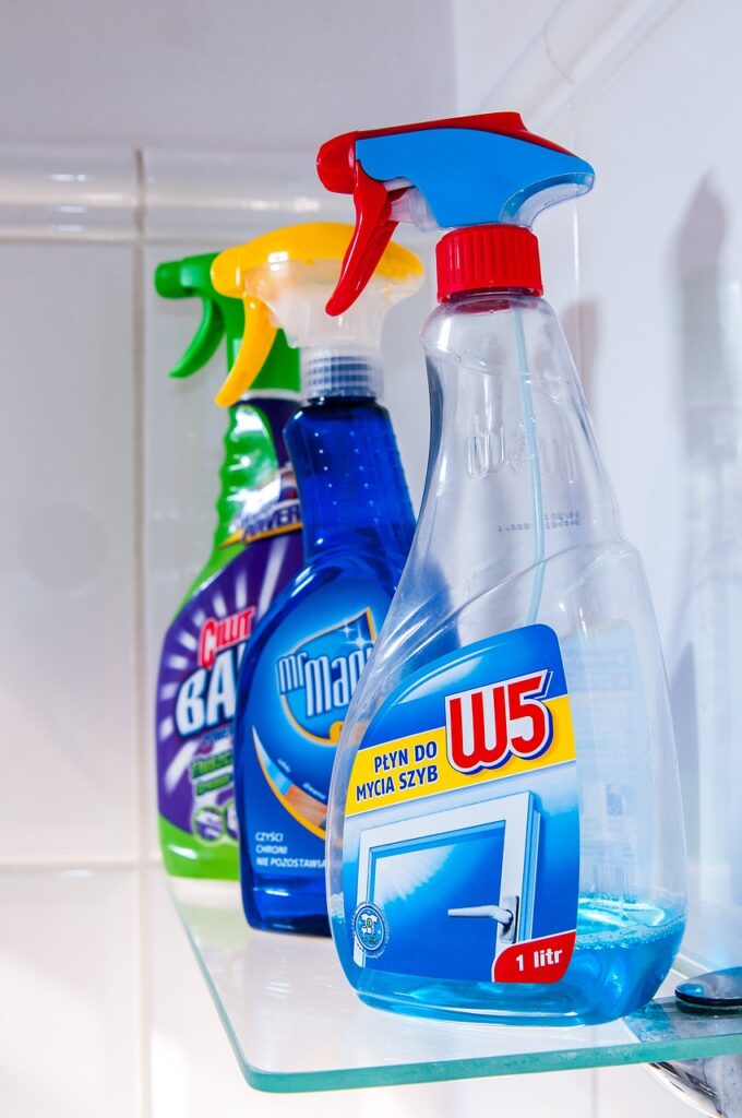 Cleaning products in a bottle