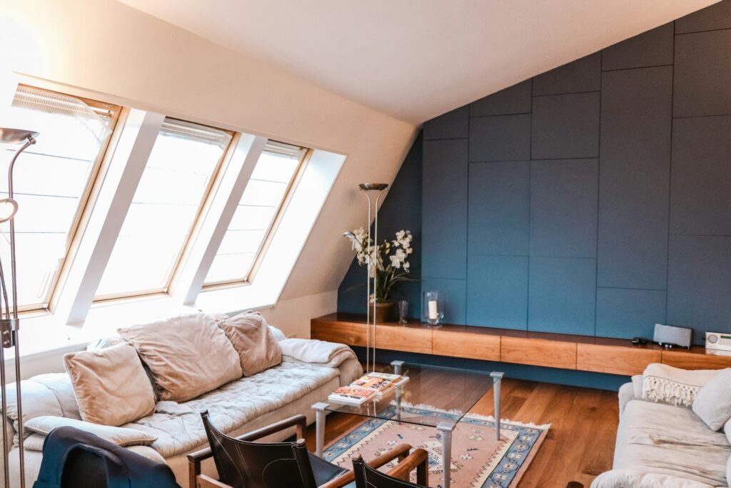 An attic turned into a living room