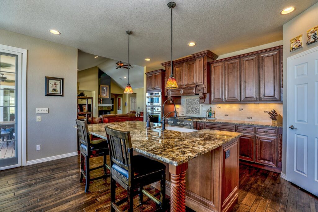 Mahogany painted kitchen cabinets